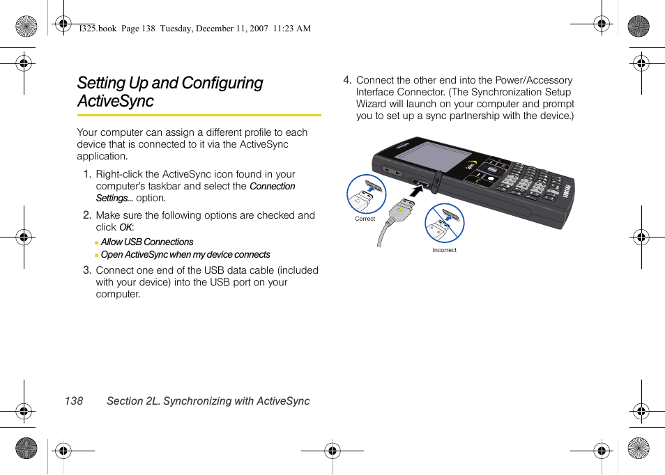 Setting up and configuring activesync | Samsung ACE User Manual | Page 153 / 210