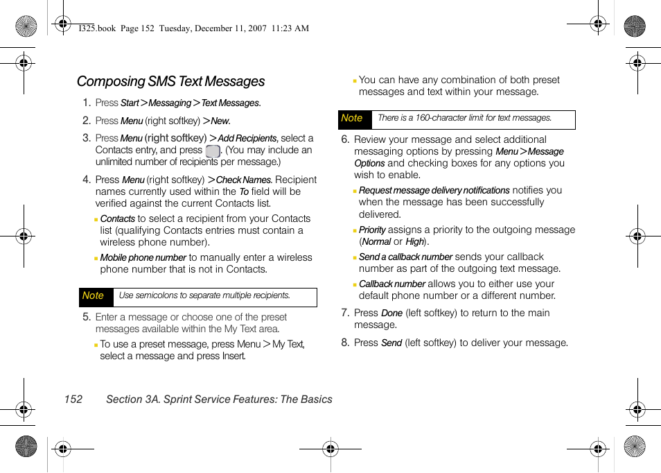 Composing sms text messages | Samsung ACE User Manual | Page 167 / 210