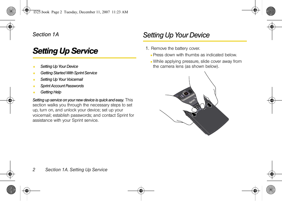 Setting up service, Setting up your device, 1a. setting up service | Samsung ACE User Manual | Page 17 / 210