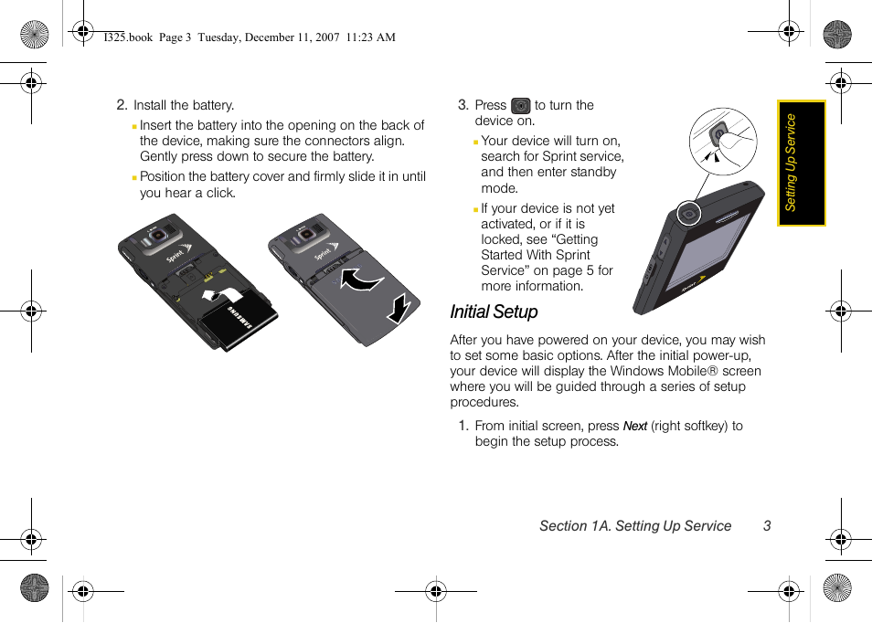 Initial setup | Samsung ACE User Manual | Page 18 / 210