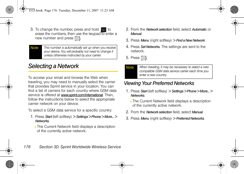 Selecting a network, Viewing your preferred networks | Samsung ACE User Manual | Page 191 / 210