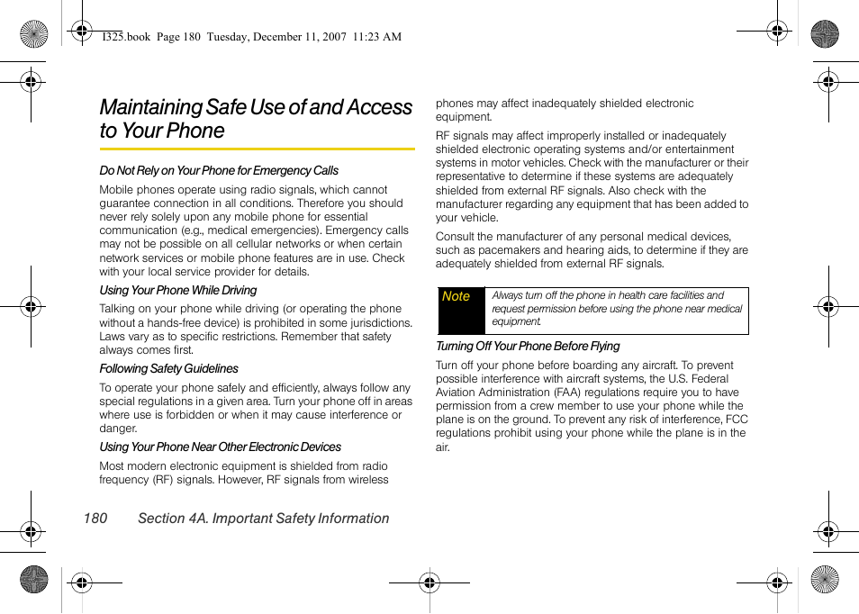 Maintaining safe use of and access to your phone, Maintaining safe use of and access to, Your phone | Samsung ACE User Manual | Page 195 / 210