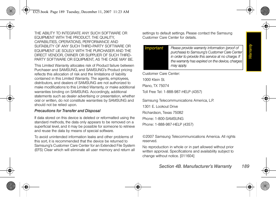 Samsung ACE User Manual | Page 204 / 210