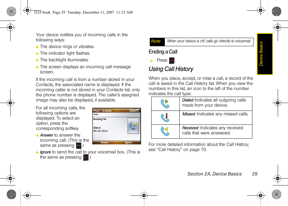 Ending a call, Using call history | Samsung ACE User Manual | Page 44 / 210