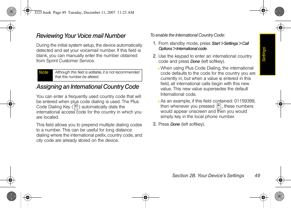 Reviewing your voice mail number, Assigning an international country code | Samsung ACE User Manual | Page 64 / 210