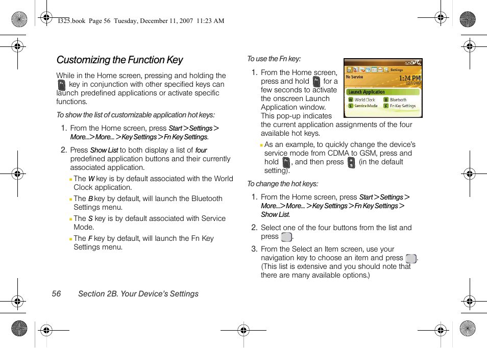 Customizing the function key | Samsung ACE User Manual | Page 71 / 210