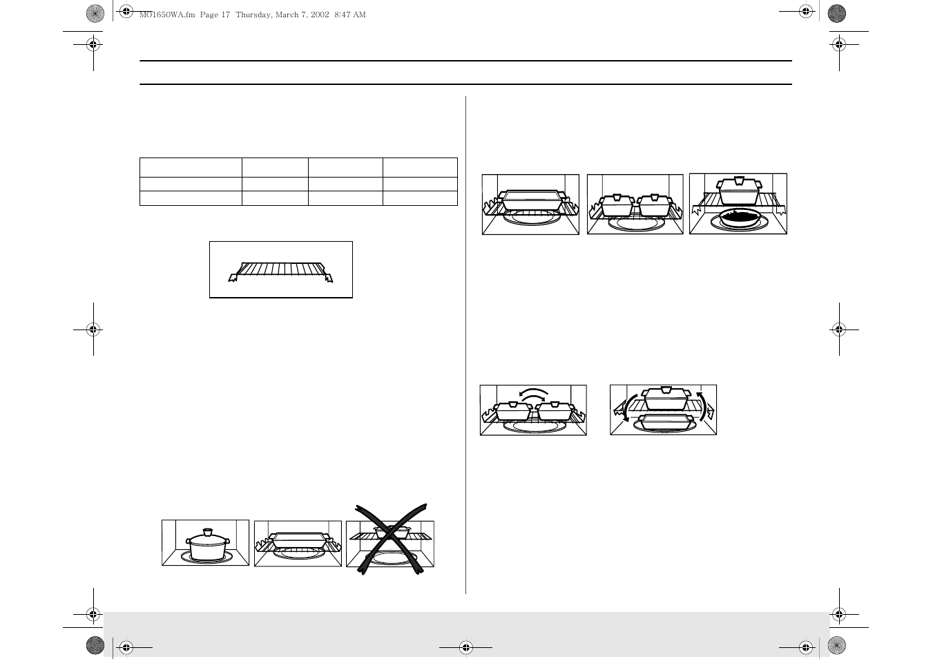 Operation how to use the shelf when microwaving | Samsung MO1450WA User Manual | Page 17 / 36