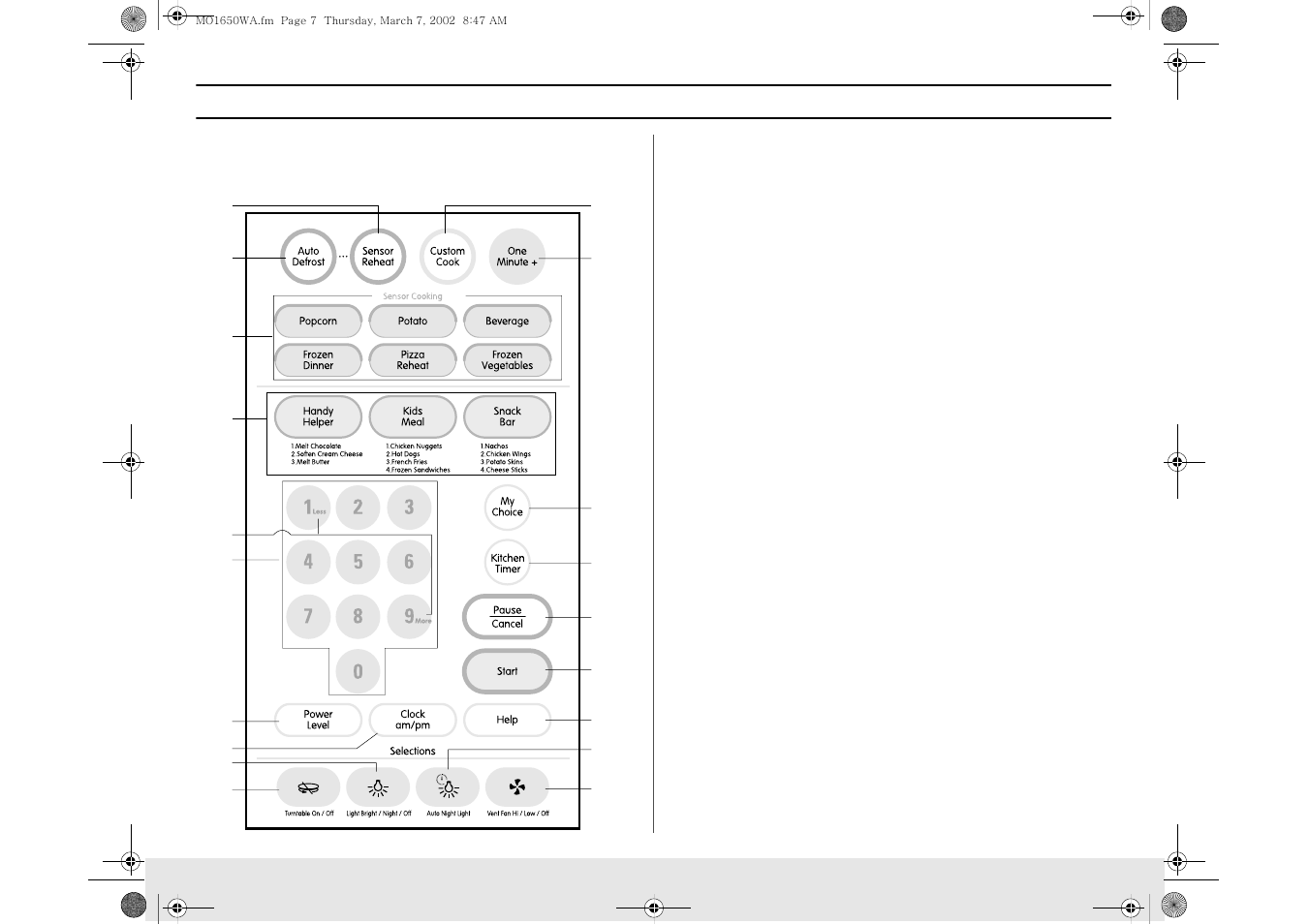 Your new microwave oven control panel buttons | Samsung MO1450WA User Manual | Page 7 / 36