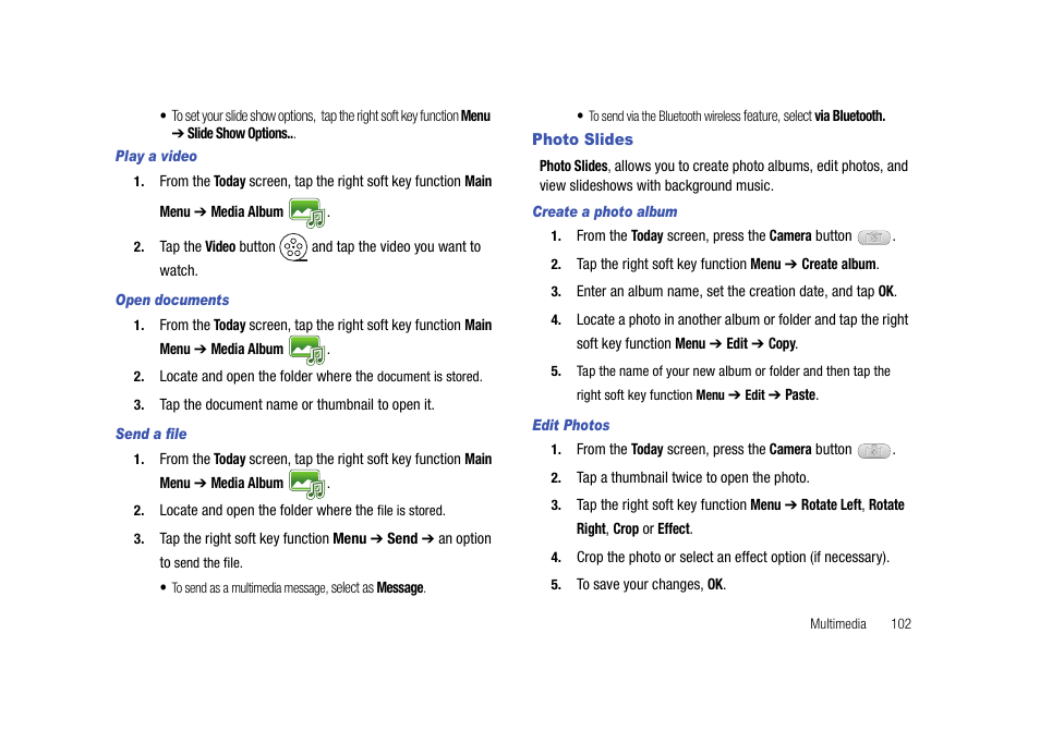 Photo slides | Samsung Cell Phone User Manual | Page 105 / 209