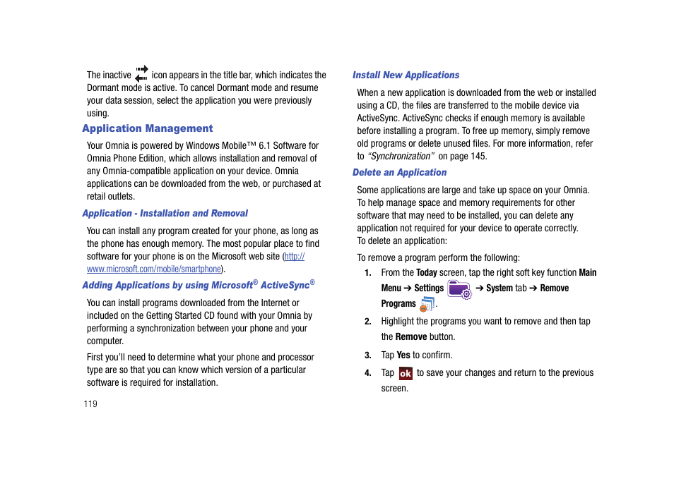 Application management | Samsung Cell Phone User Manual | Page 122 / 209
