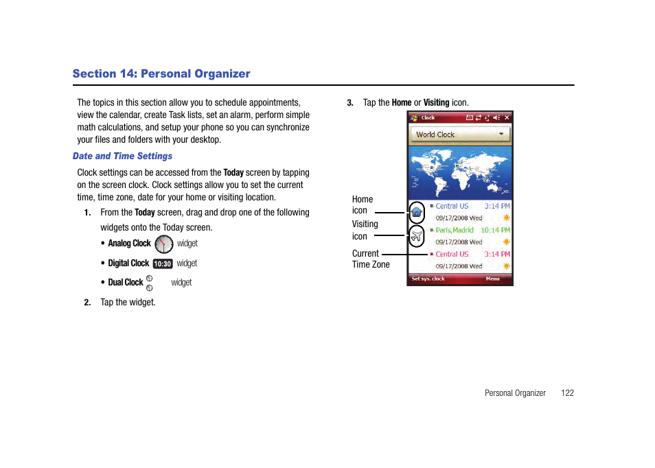 Section 14: personal organizer | Samsung Cell Phone User Manual | Page 125 / 209