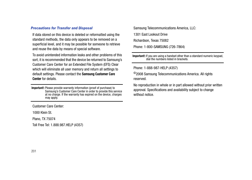 Samsung Cell Phone User Manual | Page 204 / 209