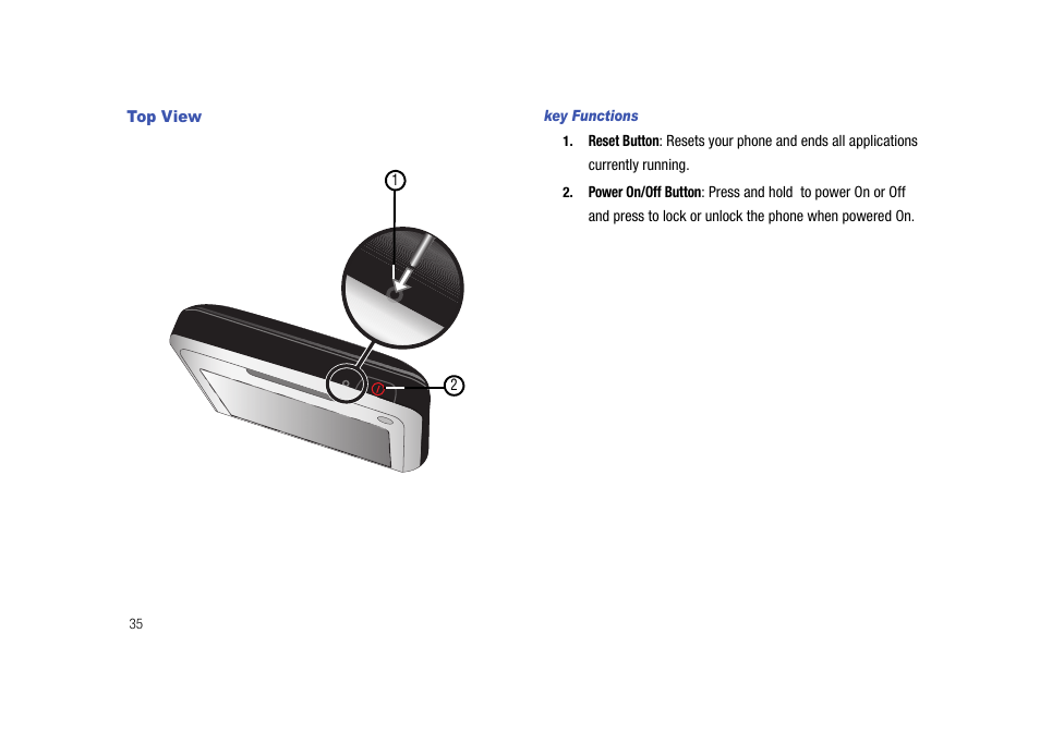 Top view | Samsung Cell Phone User Manual | Page 38 / 209