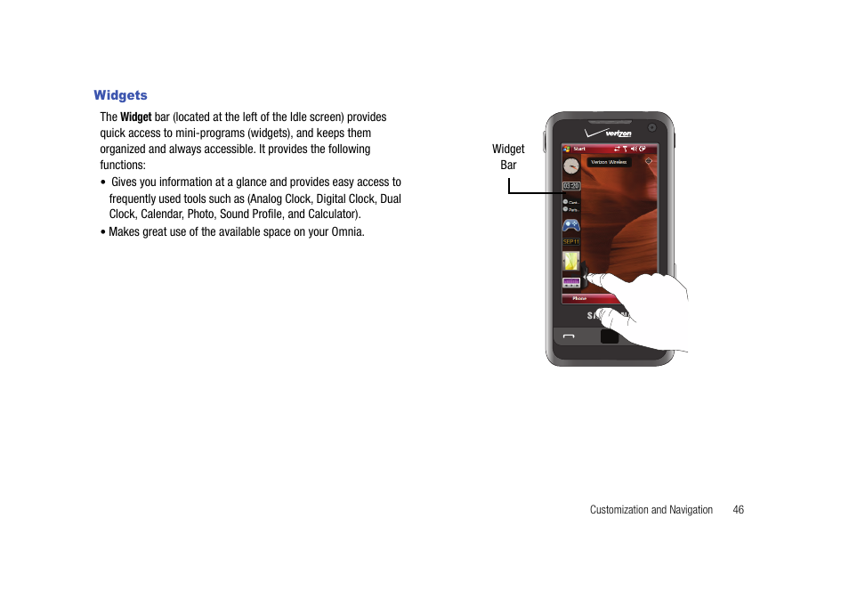 Widgets | Samsung Cell Phone User Manual | Page 49 / 209