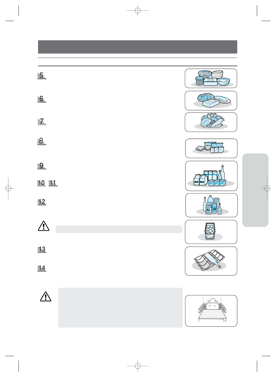 Food storage guide, Opera ting instructions, Chilled food storage in refrigerator | Samsung SRS620DW User Manual | Page 13 / 36