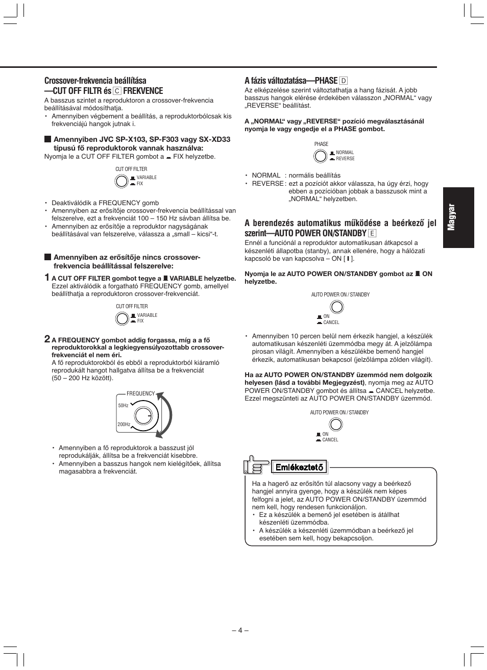 Magyar a fázis változtatása—phase î | JVC SP-DW103 User Manual | Page 19 / 28