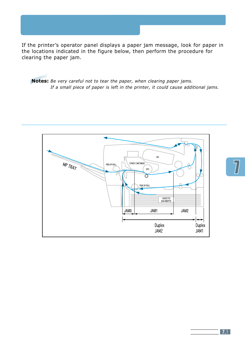 Clearing paper jams, Paper jam locations | Samsung ML 7300N User Manual | Page 104 / 174