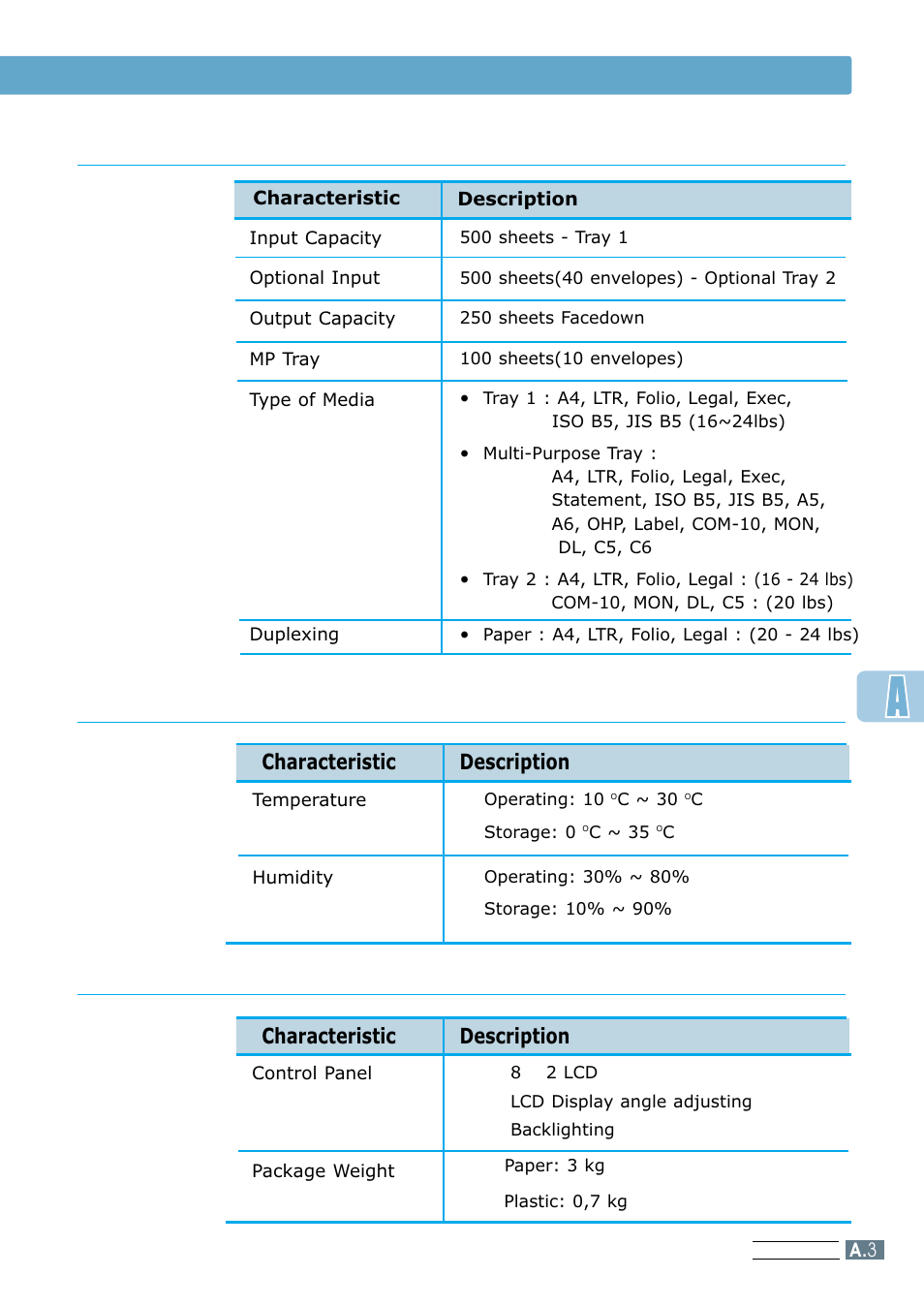 Paper handling environment others, Printer specifications | Samsung ML 7300N User Manual | Page 118 / 174