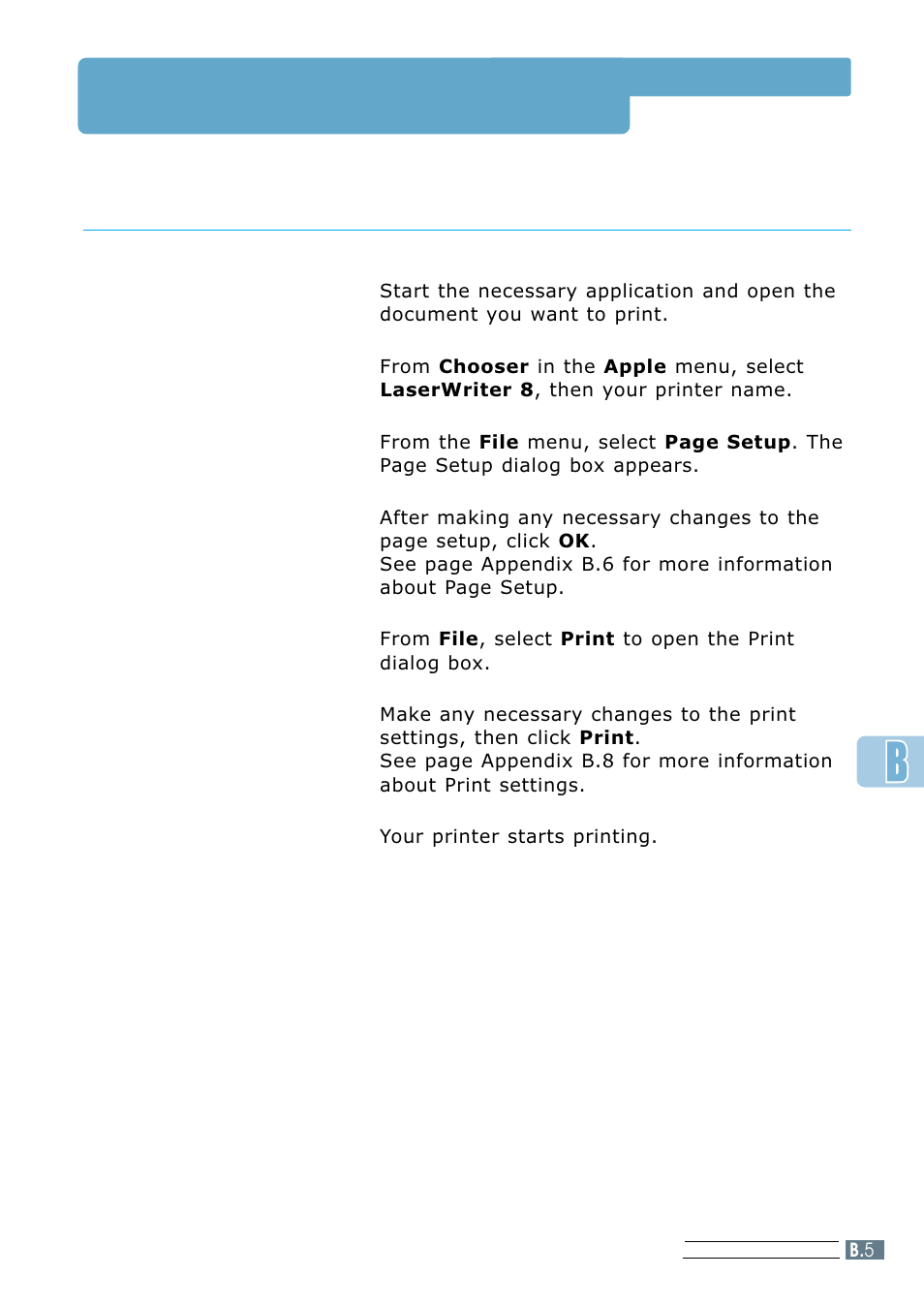 Printing with a macintosh, Printing from macintosh | Samsung ML 7300N User Manual | Page 126 / 174