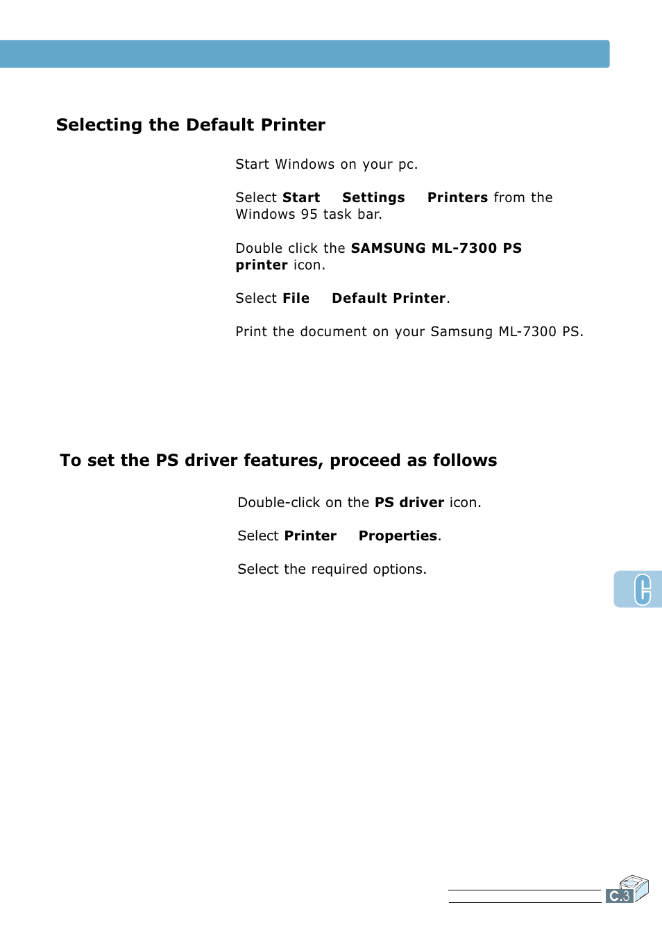 Selecting the default printer 1 | Samsung ML 7300N User Manual | Page 134 / 174