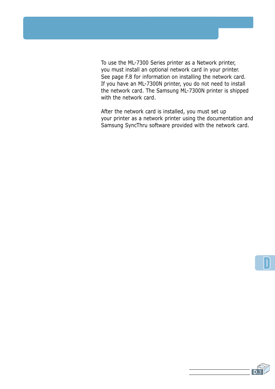 Setting up a network-connected printer | Samsung ML 7300N User Manual | Page 138 / 174