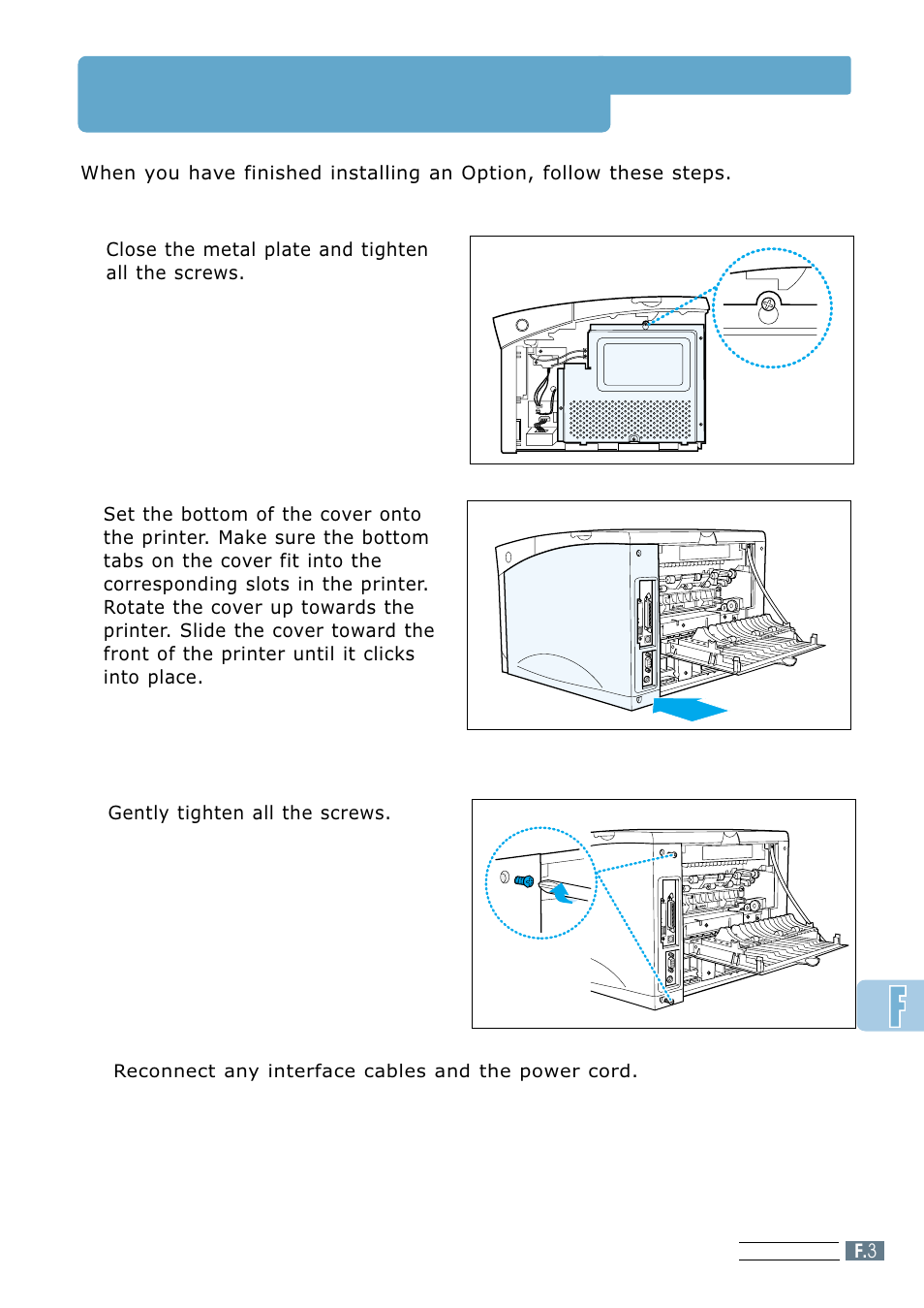 Closing the printer cover | Samsung ML 7300N User Manual | Page 146 / 174