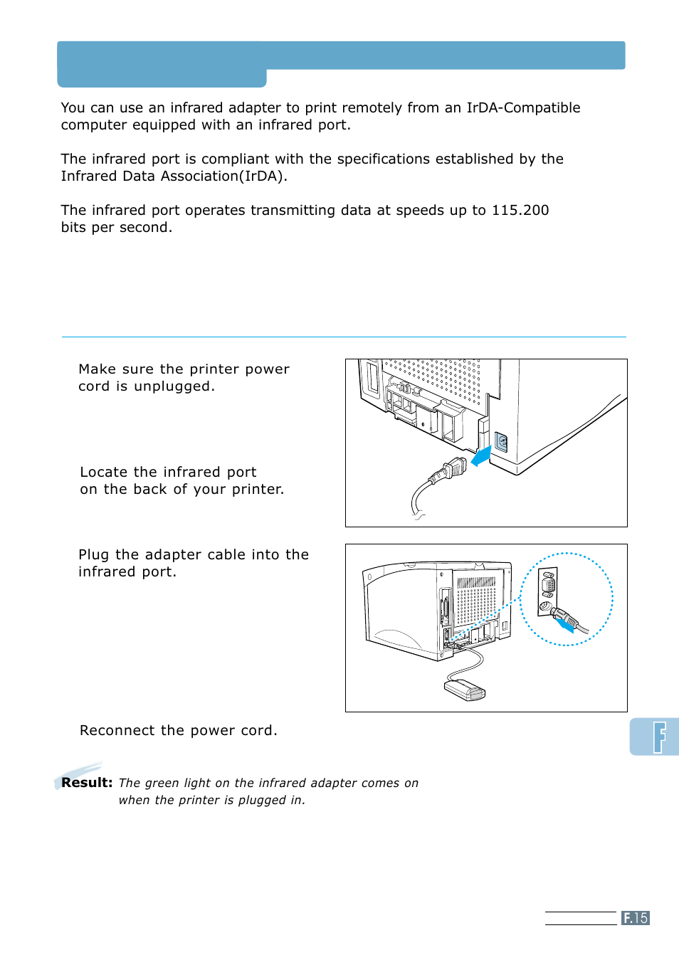 Serial/irda, Connecting the infrared apapter | Samsung ML 7300N User Manual | Page 158 / 174