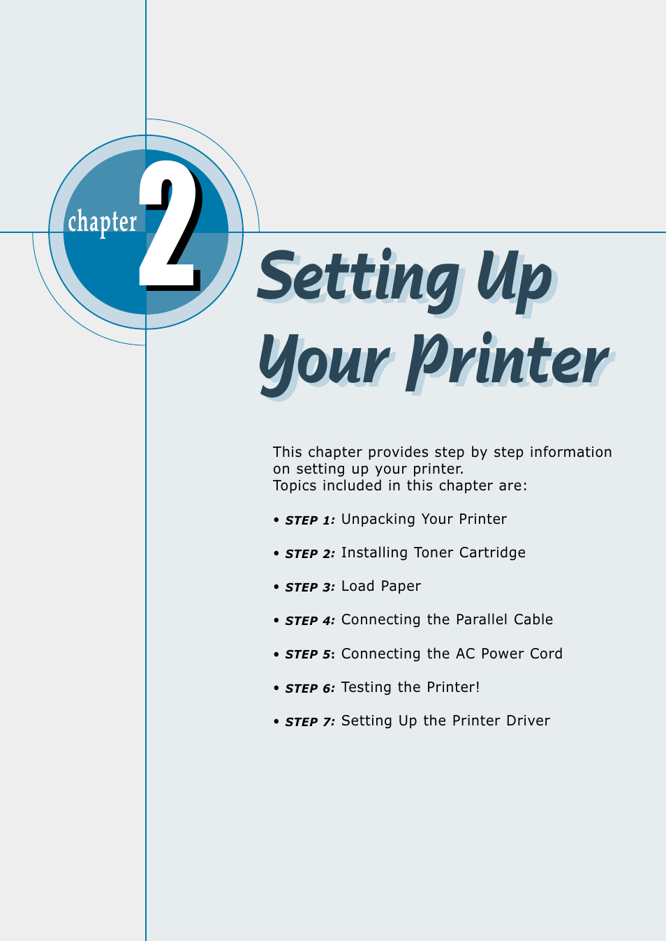 Setting up your setting up your printer, Setting up your printer | Samsung ML 7300N User Manual | Page 17 / 174