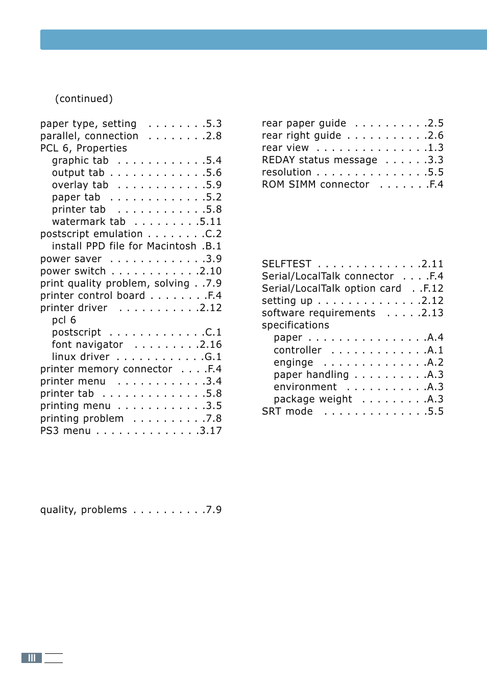 Index | Samsung ML 7300N User Manual | Page 173 / 174