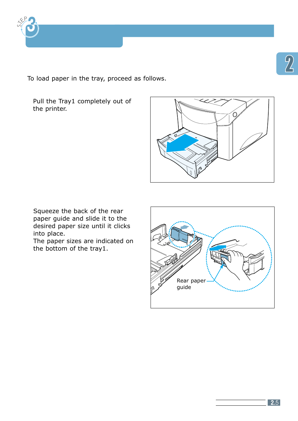 Load paper, Step3, Step 3 | Samsung ML 7300N User Manual | Page 22 / 174