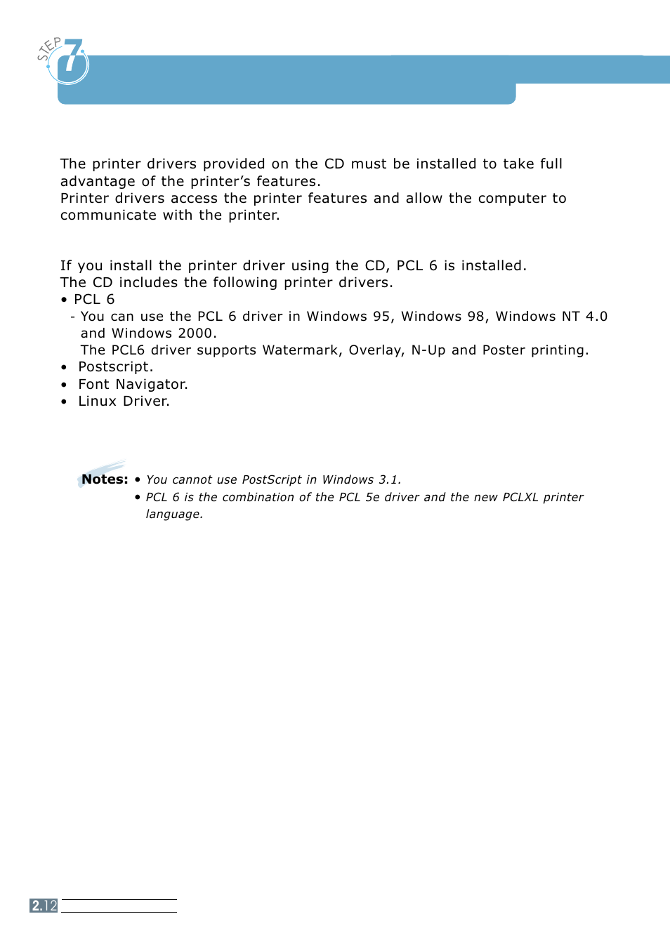 Setting up the printer driver, Step7, Step 7 | Samsung ML 7300N User Manual | Page 29 / 174