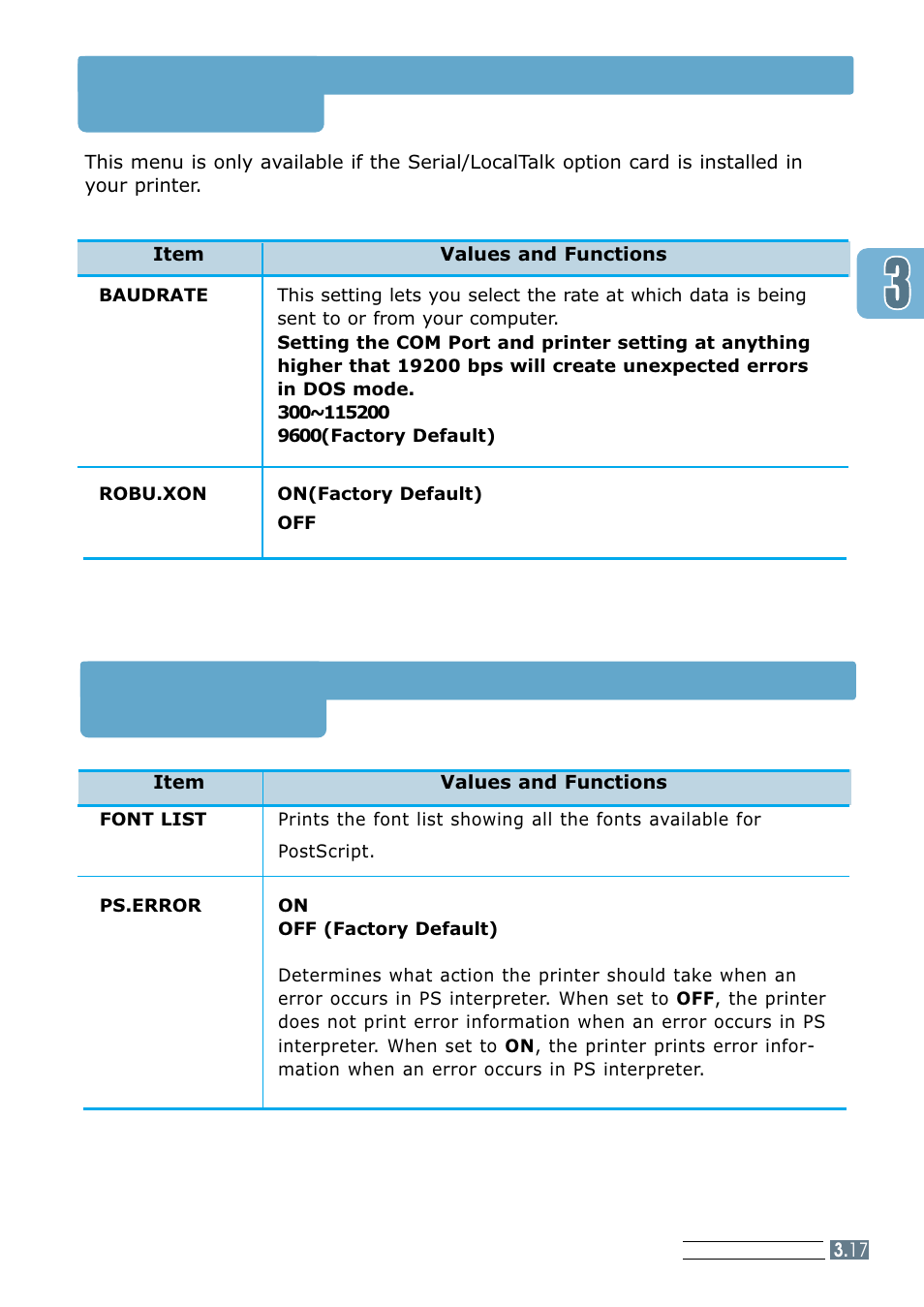 I/o menu, Ps3 menu, I/o menu ps3 menu | Samsung ML 7300N User Manual | Page 52 / 174