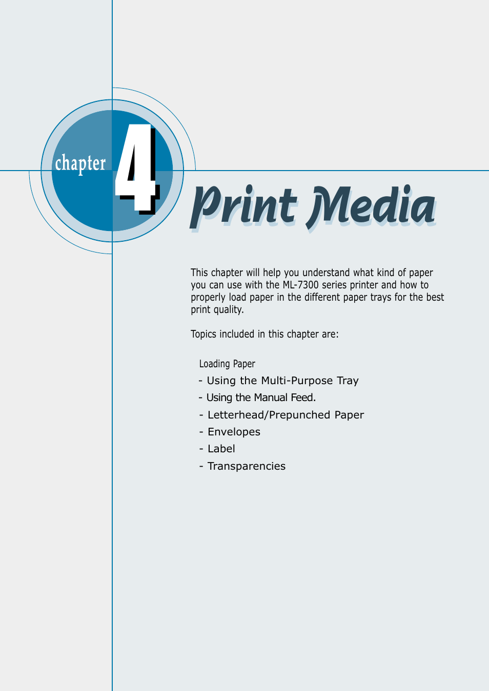 Print media | Samsung ML 7300N User Manual | Page 63 / 174