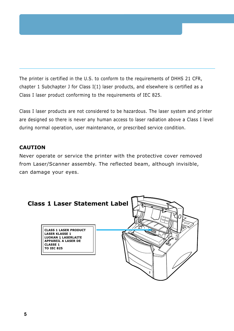 Environmental and safety consideration, Laser safety statement | Samsung ML 7300N User Manual | Page 7 / 174