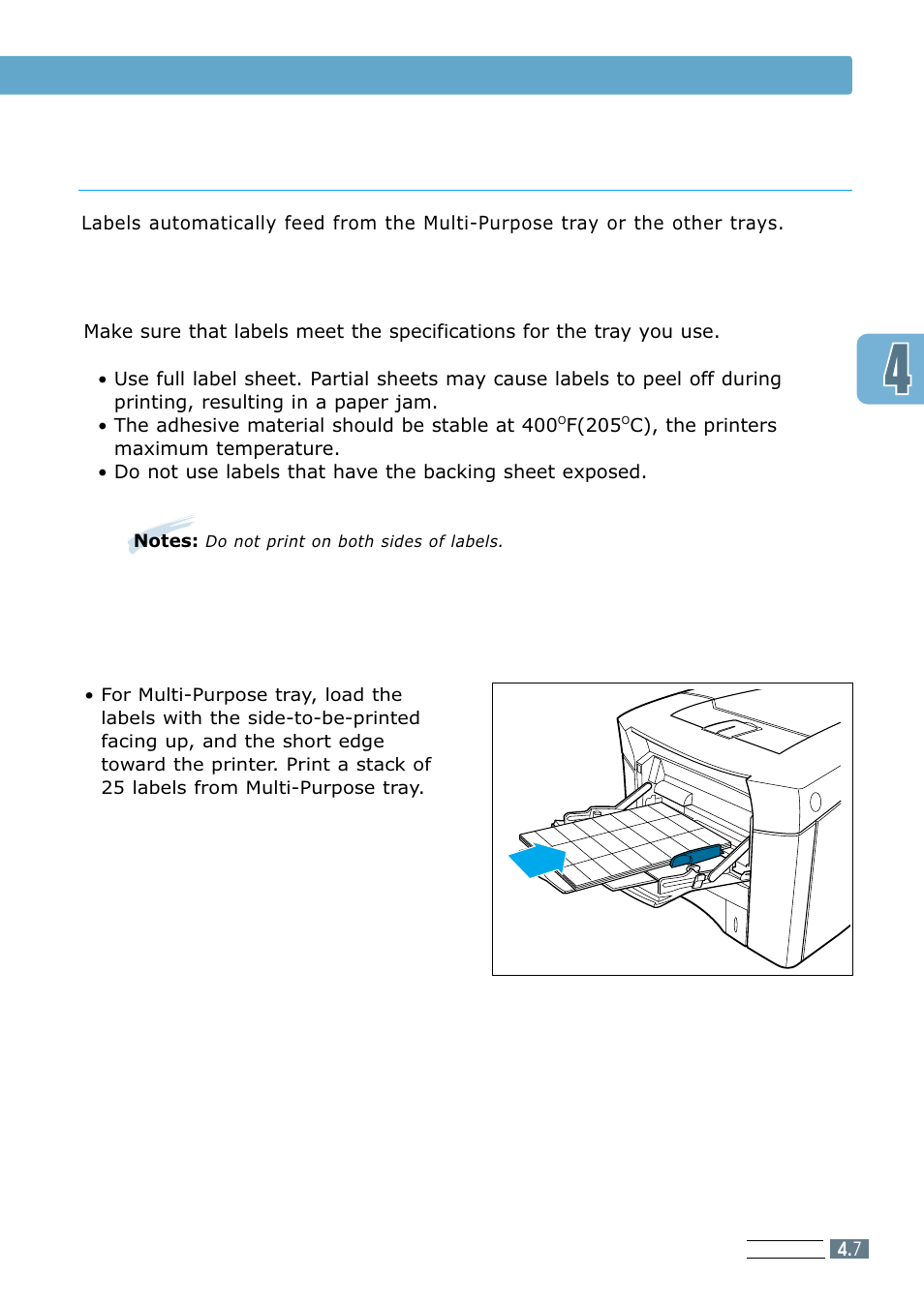 Label, Label guidelines, Label orientation | Loading paper | Samsung ML 7300N User Manual | Page 70 / 174