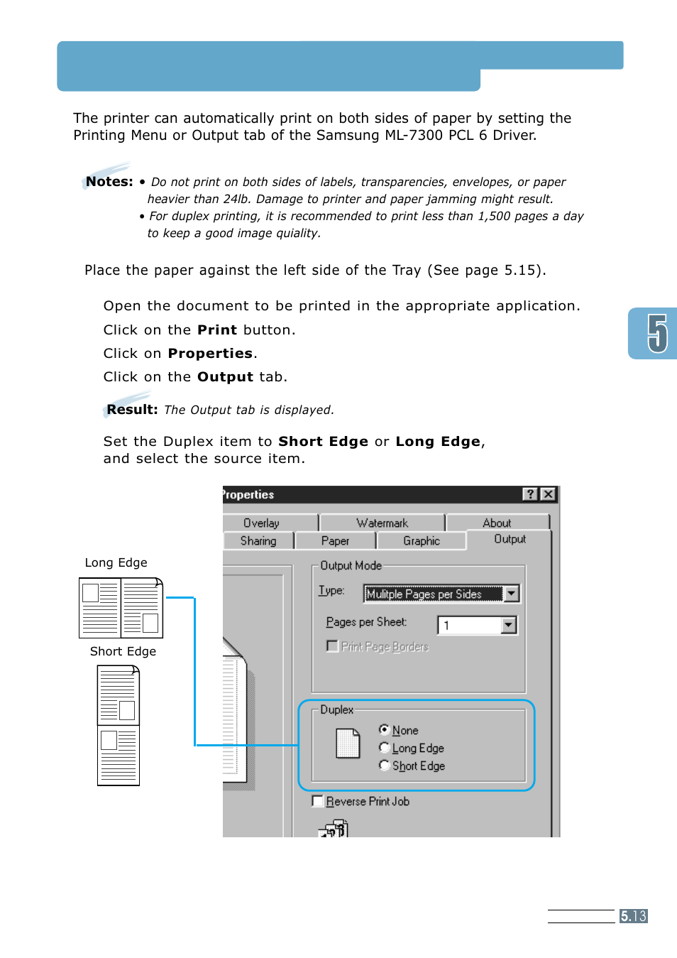 Printing both sides of paper | Samsung ML 7300N User Manual | Page 86 / 174