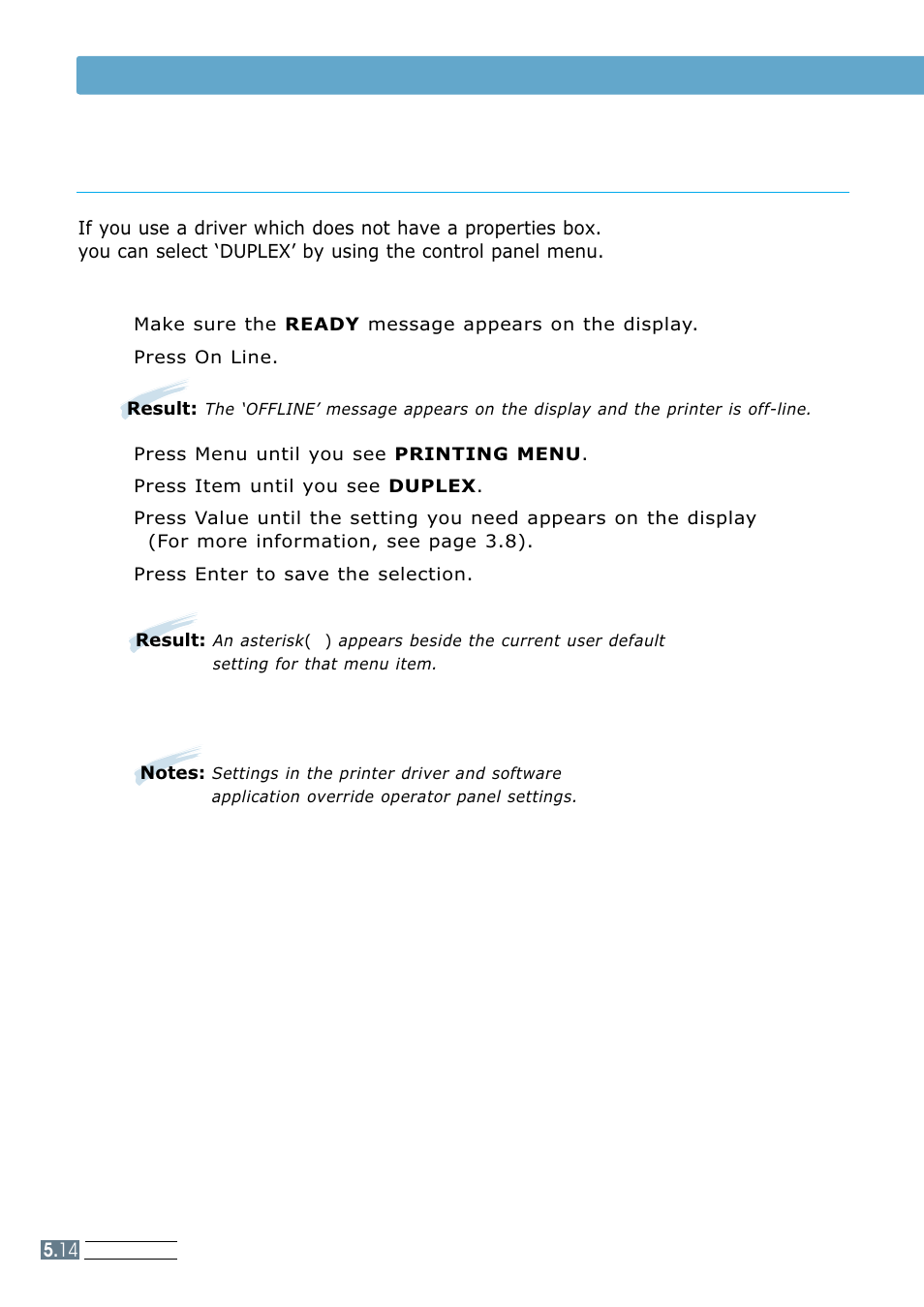 Menu setting, Printing both sides of paper | Samsung ML 7300N User Manual | Page 87 / 174