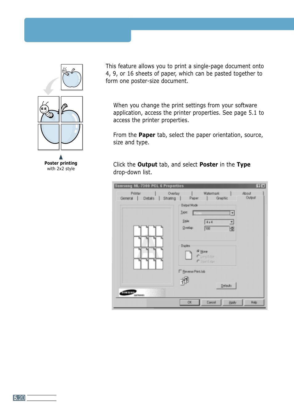 Printing posters | Samsung ML 7300N User Manual | Page 93 / 174