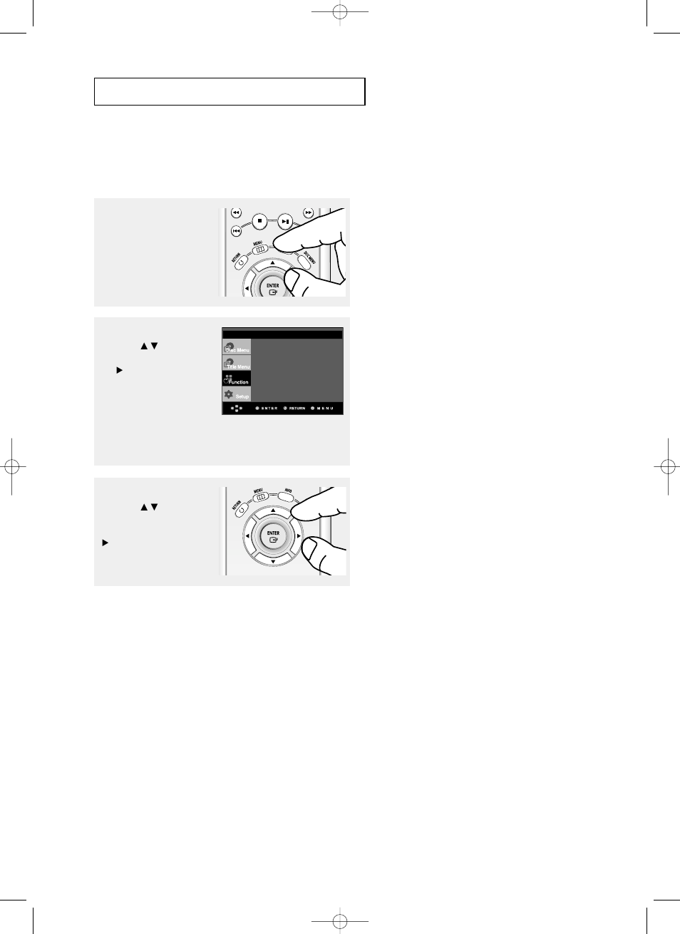 Using the function menu | Samsung DVD-HD850 User Manual | Page 26 / 64