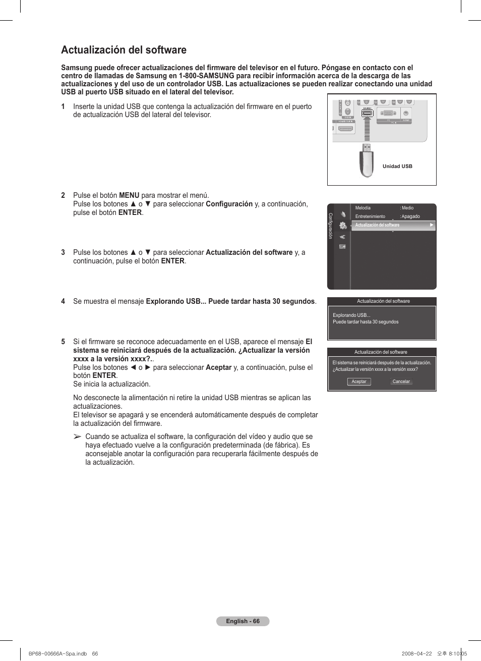 Actualización del software | Samsung series 510 User Manual | Page 148 / 157