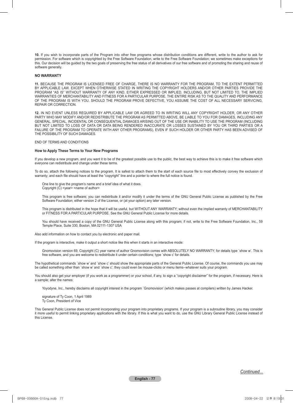 Continued | Samsung series 510 User Manual | Page 77 / 157