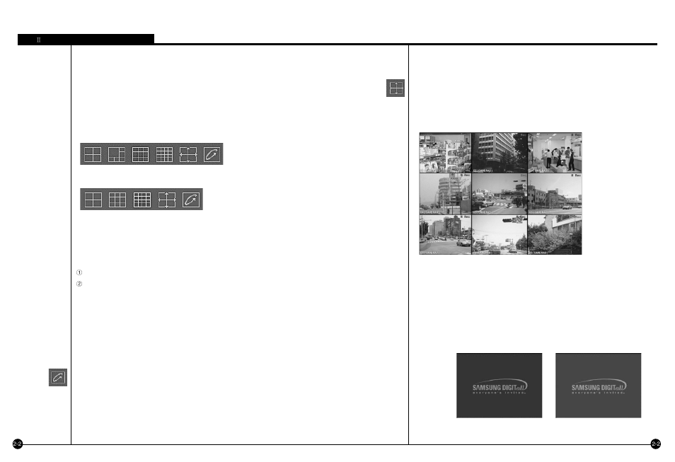 Screen division, How to operate, Full screen mode | Rotation by division, Full screen display, Exiting full screen display, Empty screen | Samsung SPR-7416 User Manual | Page 13 / 72