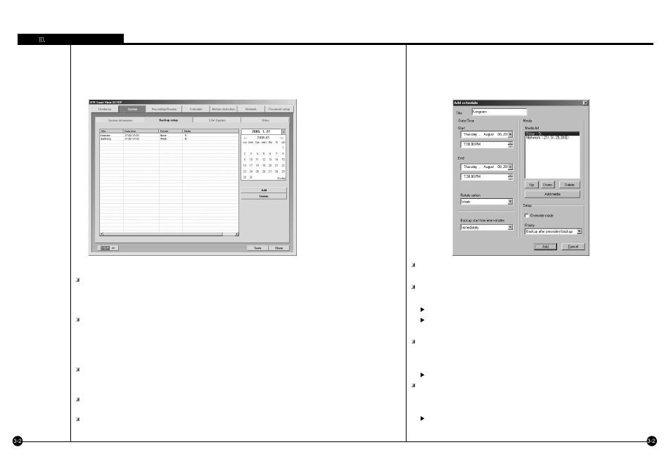 System [backup setup] description, Method to add backup schedule | Samsung SPR-7416 User Manual | Page 23 / 72