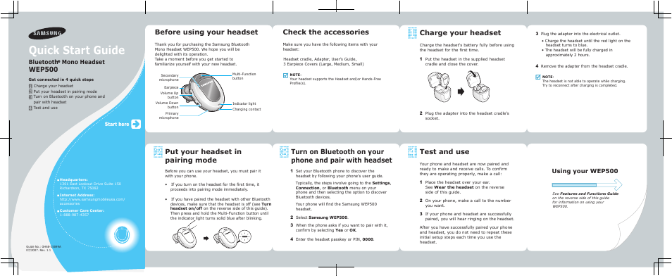 Samsung WEP500 User Manual | 2 pages