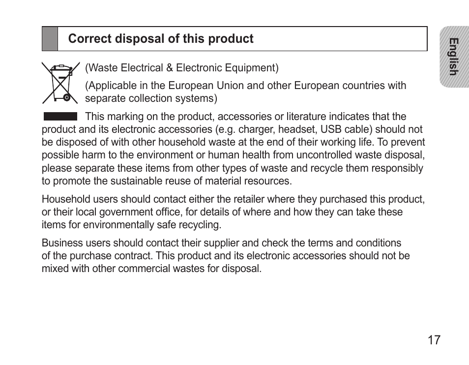 Correct disposal of this product | Samsung WEP7 User Manual | Page 20 / 63