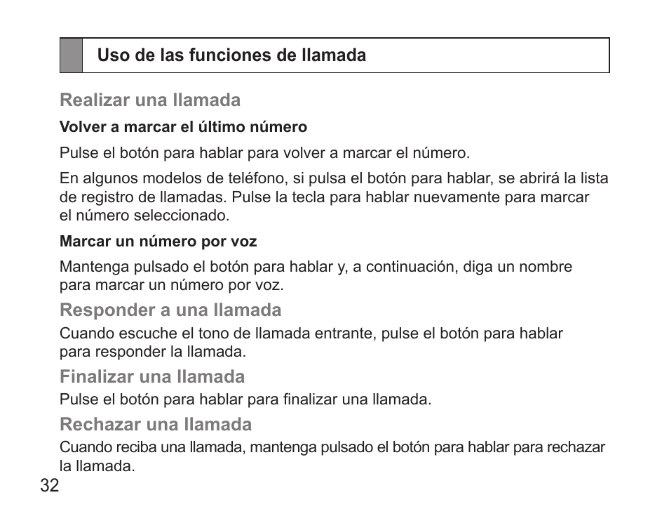 Uso de las funciones de llamada | Samsung WEP7 User Manual | Page 35 / 63