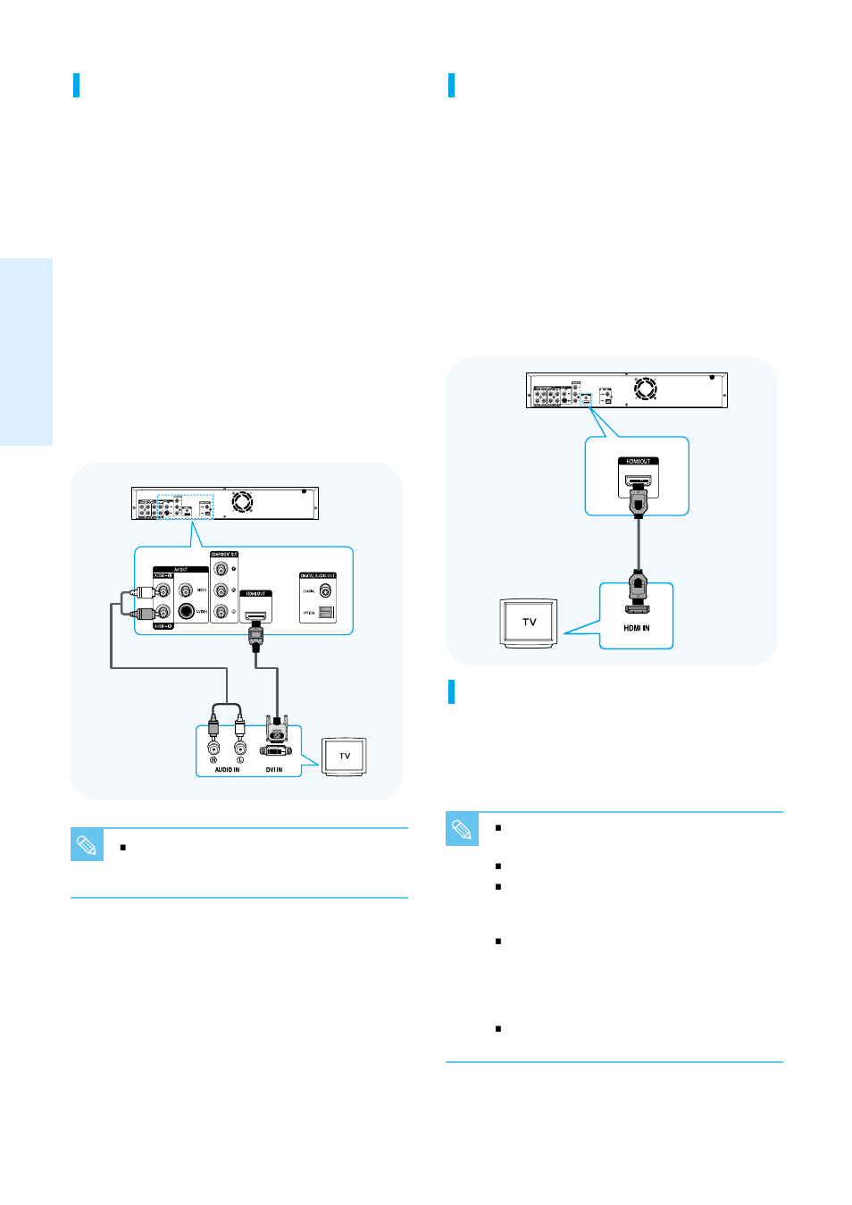 Connecting, 20 - english, Connecting to a tv with hdmi cable | Hdmi auto detection function, Connecting to a tv with dvi cable | Samsung Blu-ray Disc User Manual | Page 20 / 50