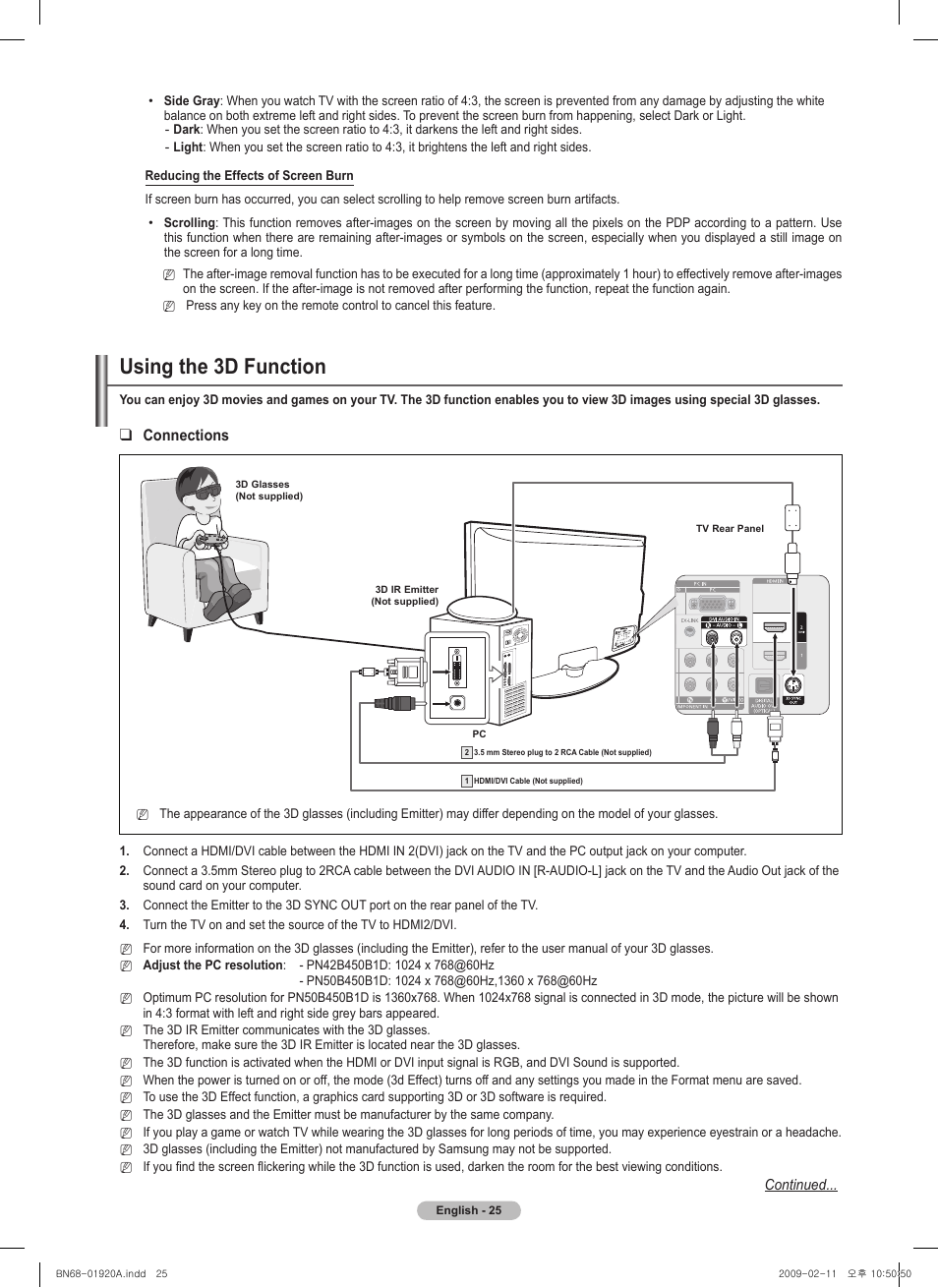 Using the d function, Connections | Samsung BN68-01920A-00 User Manual | Page 25 / 91