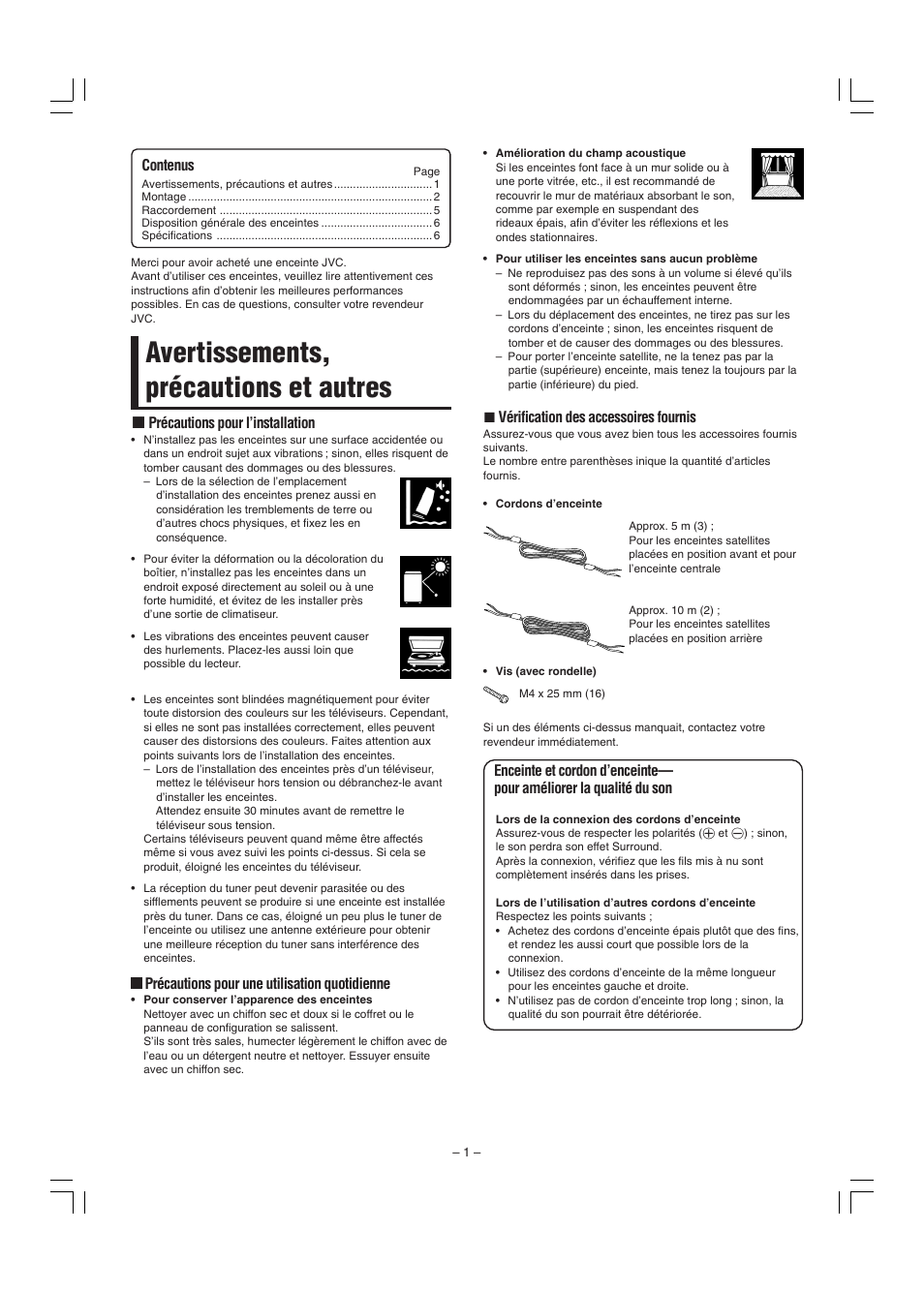 Avertissements, précautions et autres | JVC SP-F303E User Manual | Page 14 / 92