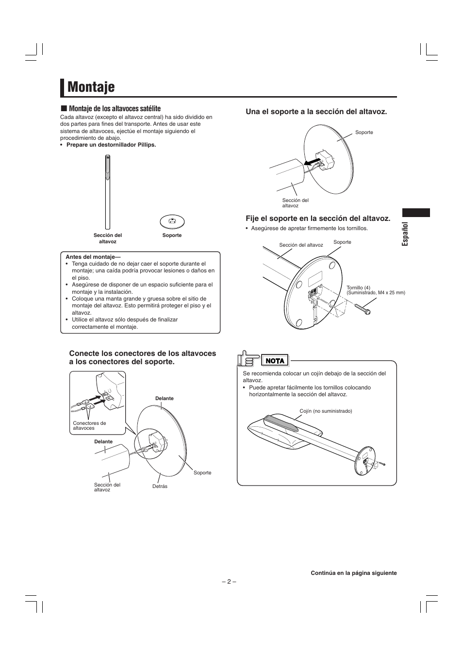 Montaje | JVC SP-F303E User Manual | Page 27 / 92